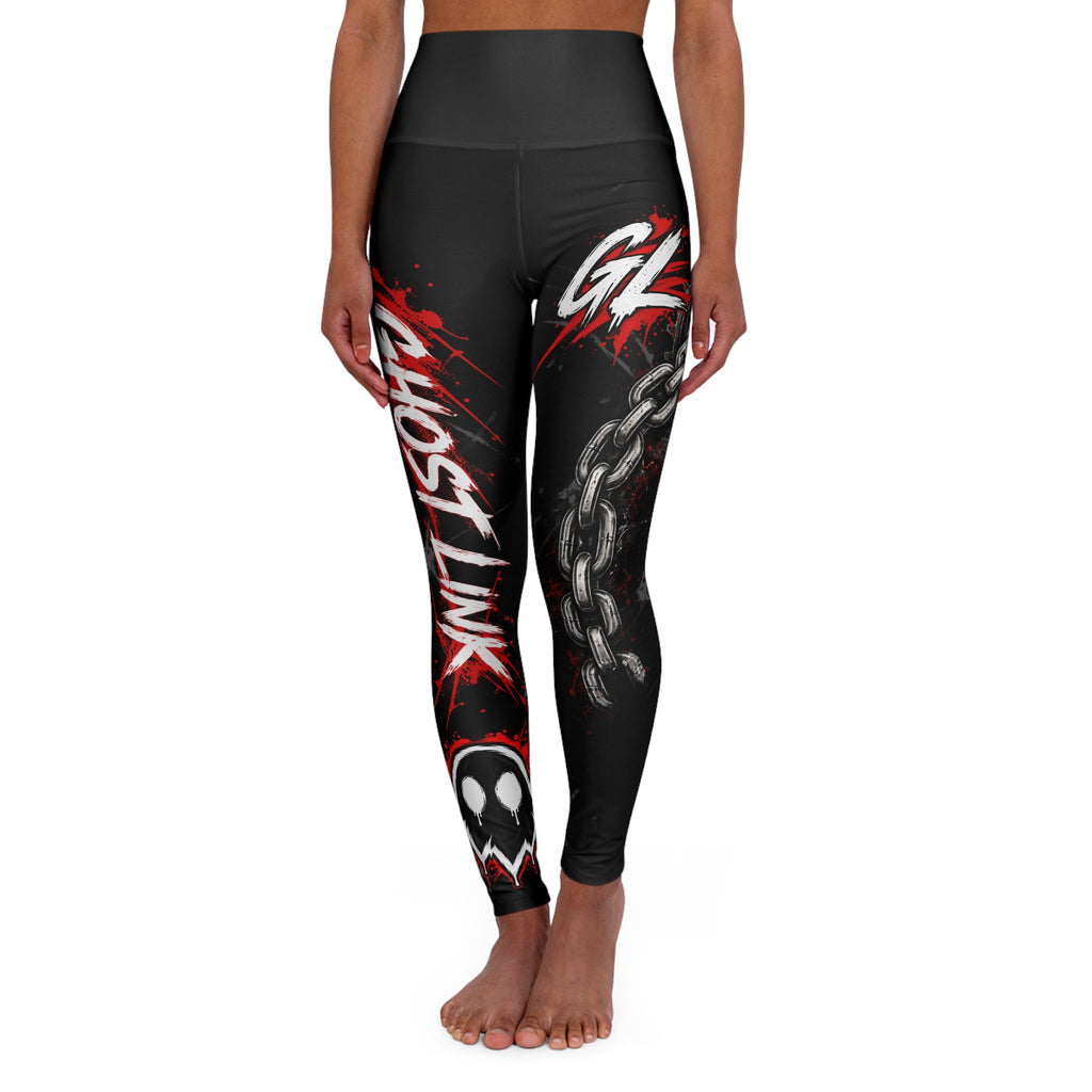 Ghost Link High-Waisted Yoga Leggings — 'Stay Hidden' Graphic Fitness Leggings