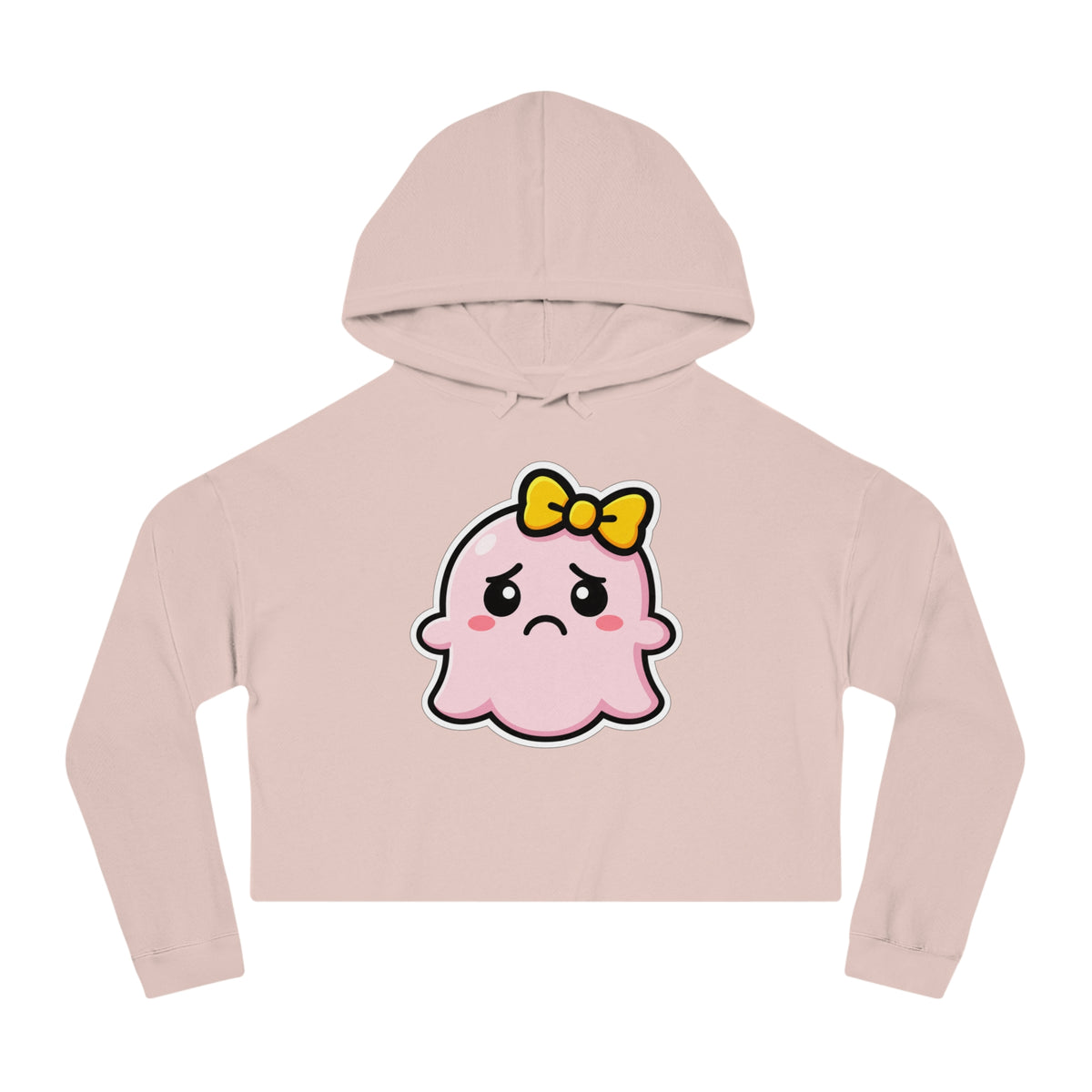 Sad "Daisy" Spookie Cropped Hoodie — Cute Kawaii Bow Graphic Sweatshirt for Women