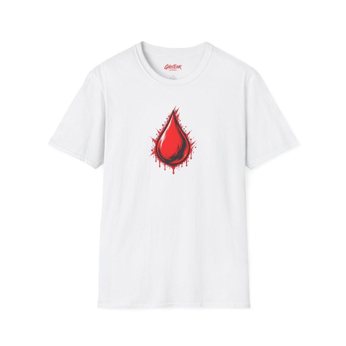 Ghostlink Blood Drop Graphic T-Shirt — Dripping Red Teardrop Design