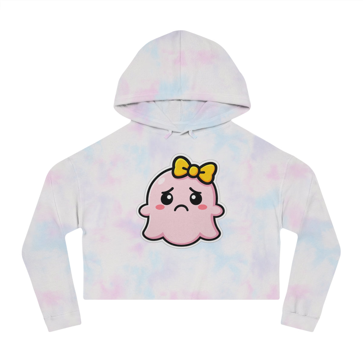 Sad "Daisy" Spookie Cropped Hoodie — Cute Kawaii Bow Graphic Sweatshirt for Women
