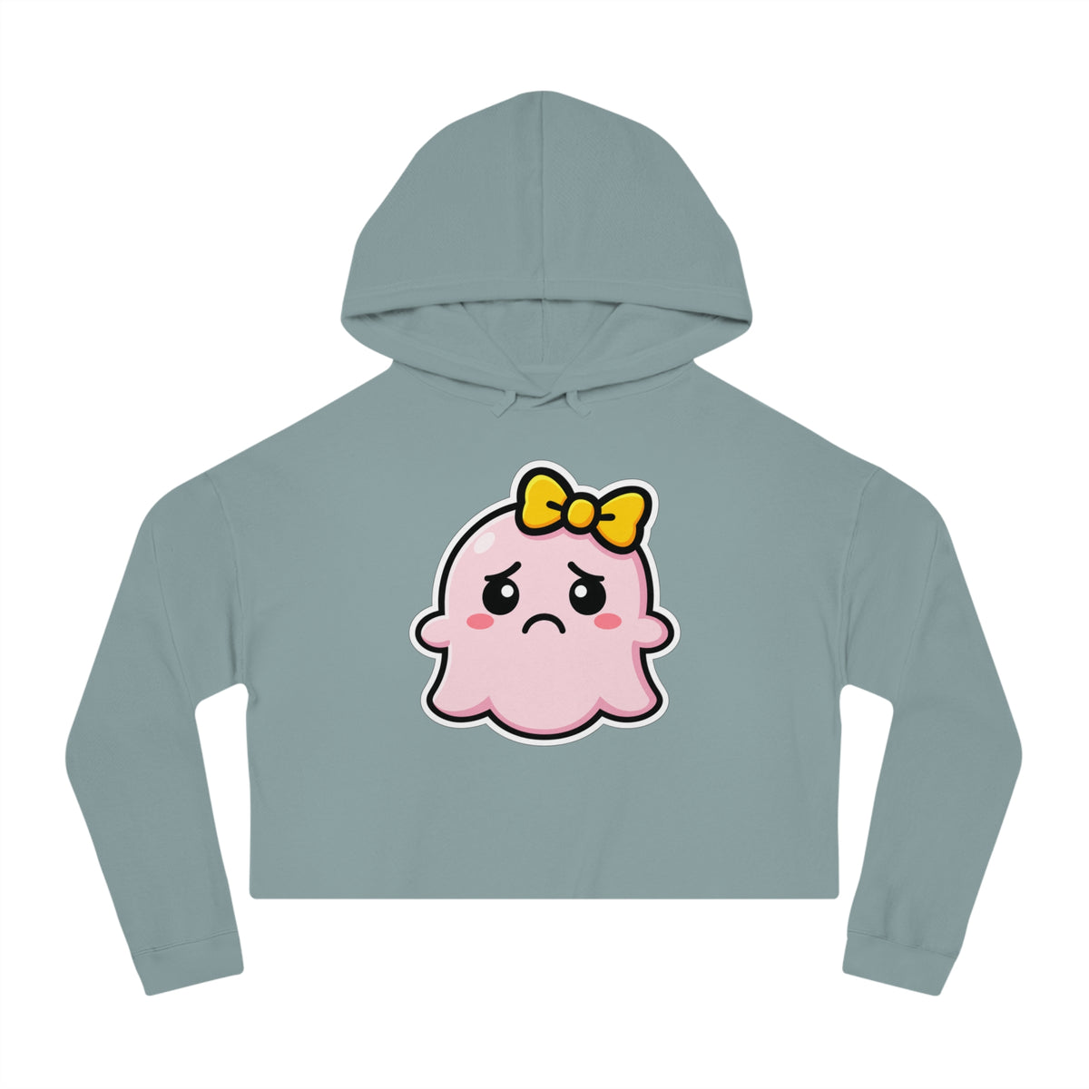 Sad "Daisy" Spookie Cropped Hoodie — Cute Kawaii Bow Graphic Sweatshirt for Women