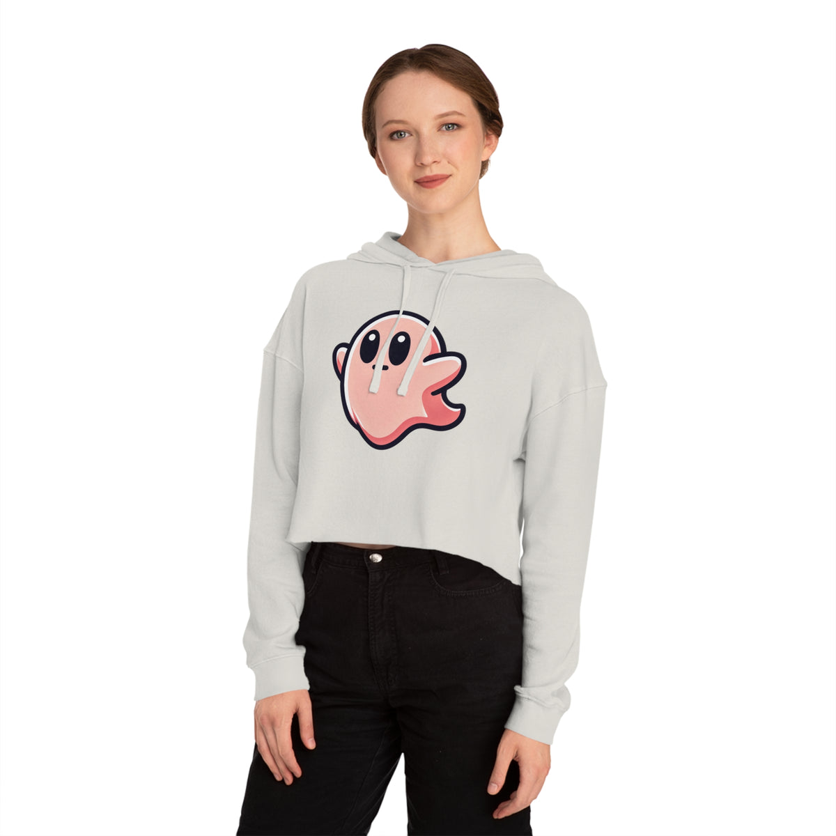 Susy "Midly Confused" Spookie Cropped Hoodie — Women’s Kawaii Ghost Hooded Sweatshirt