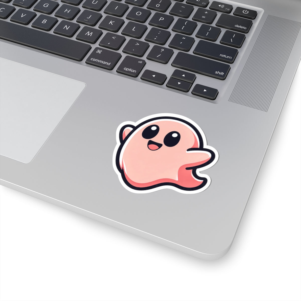 "Susy happy" Spookie Sticker — Kawaii Bow Ghost Kiss-Cut Decal