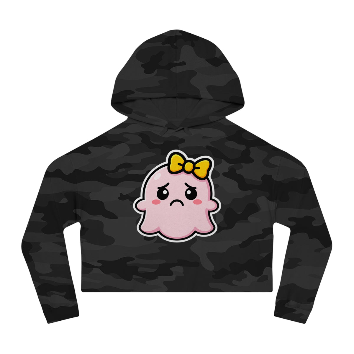 Sad "Daisy" Spookie Cropped Hoodie — Cute Kawaii Bow Graphic Sweatshirt for Women