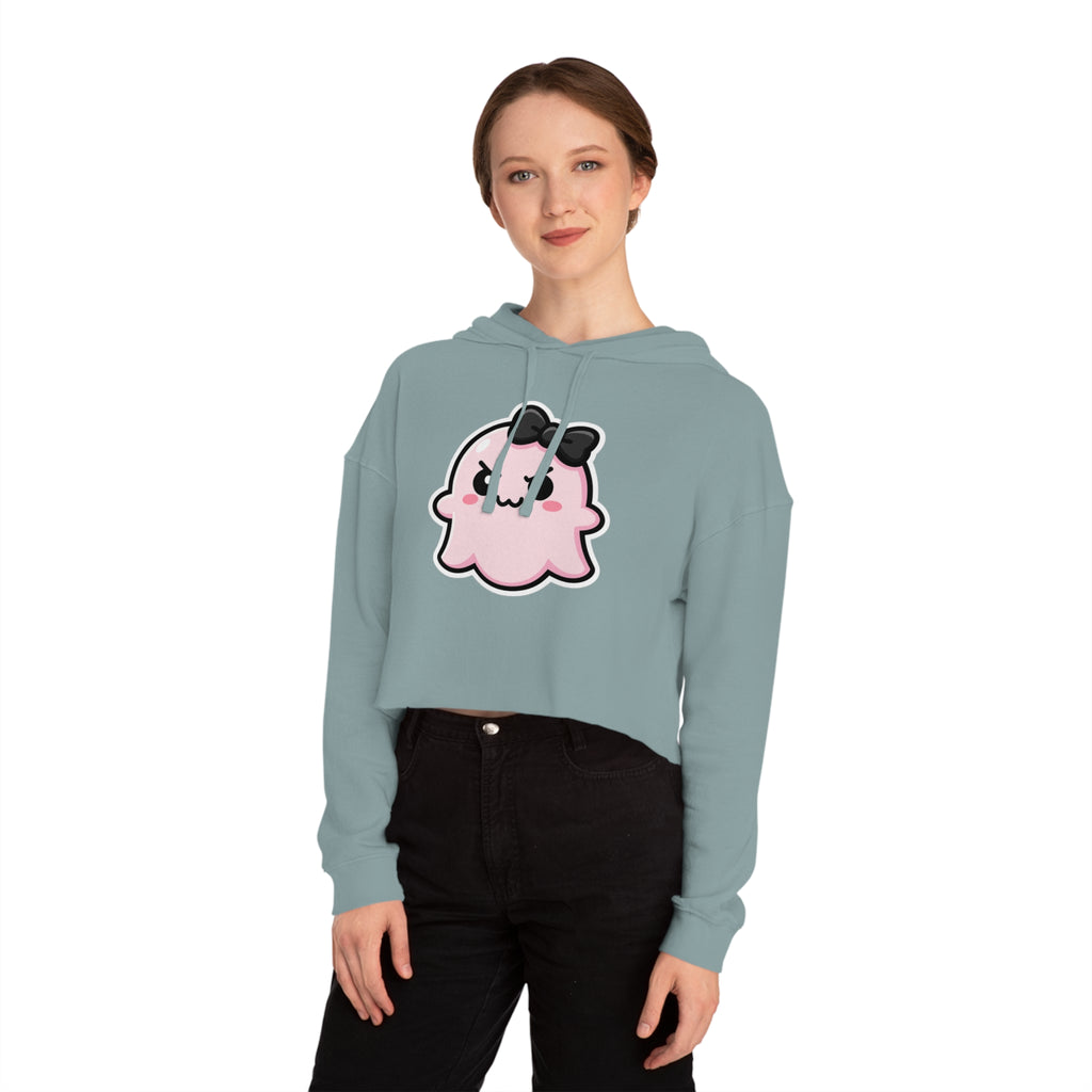 Cute Determined "Sabrina" Spookie Cropped Hoodie – Kawaii Bow Graphic Women’s Sweatshirt