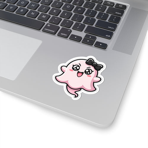 "Excited Sabrina" Spookie Sticker — Kawaii Bow Ghost Kiss-Cut Decal