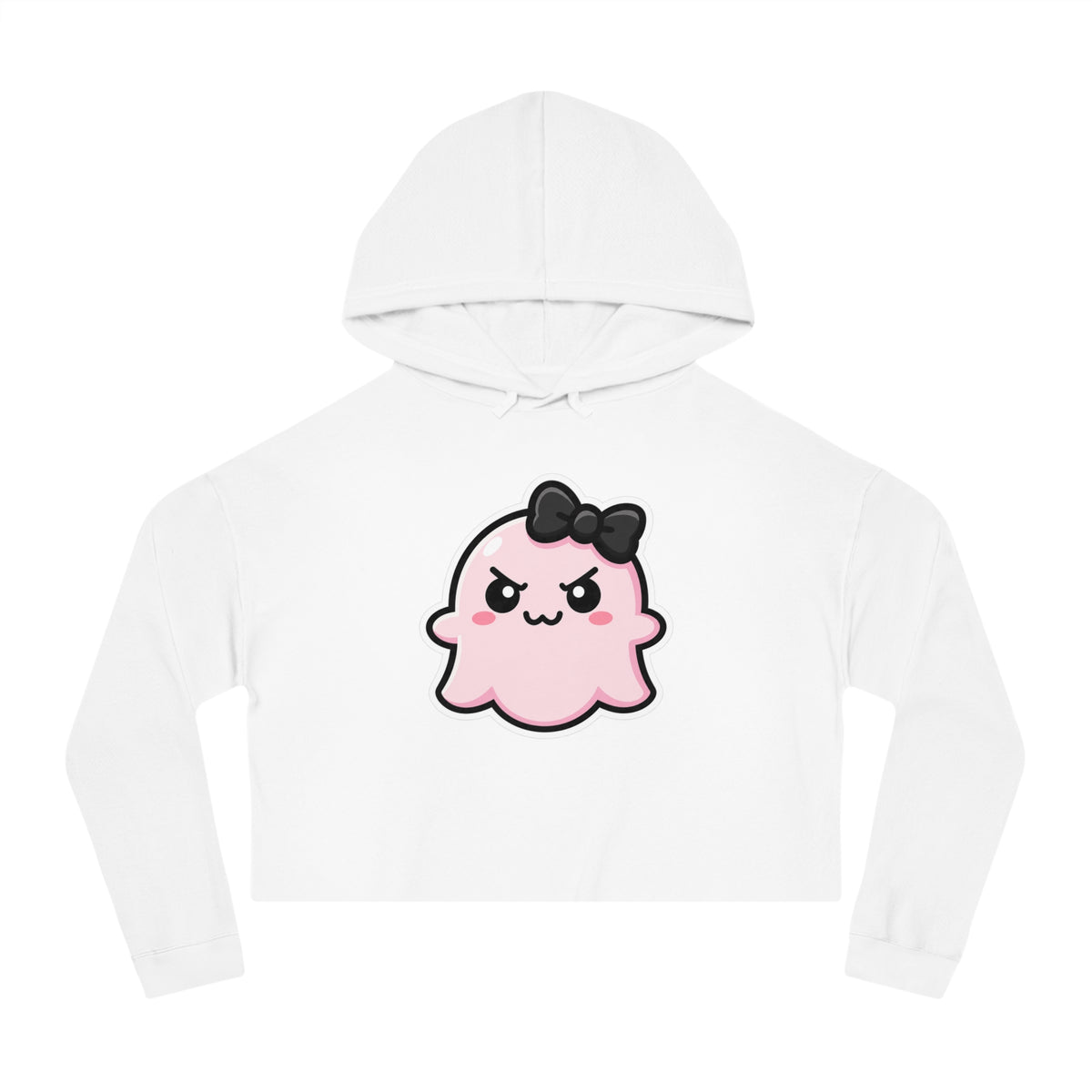 Cute Determined "Sabrina" Spookie Cropped Hoodie – Kawaii Bow Graphic Women’s Sweatshirt