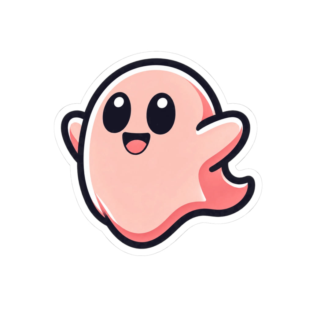 "Susy happy" Spookie Sticker — Kawaii Bow Ghost Kiss-Cut Decal