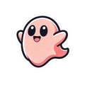 "Susy happy" Spookie Sticker — Kawaii Bow Ghost Kiss-Cut Decal