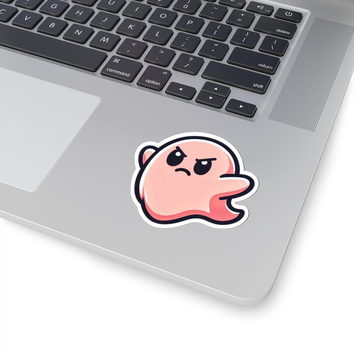 "Susy Angry" Spookie Sticker — Kawaii Bow Ghost Kiss-Cut Decal
