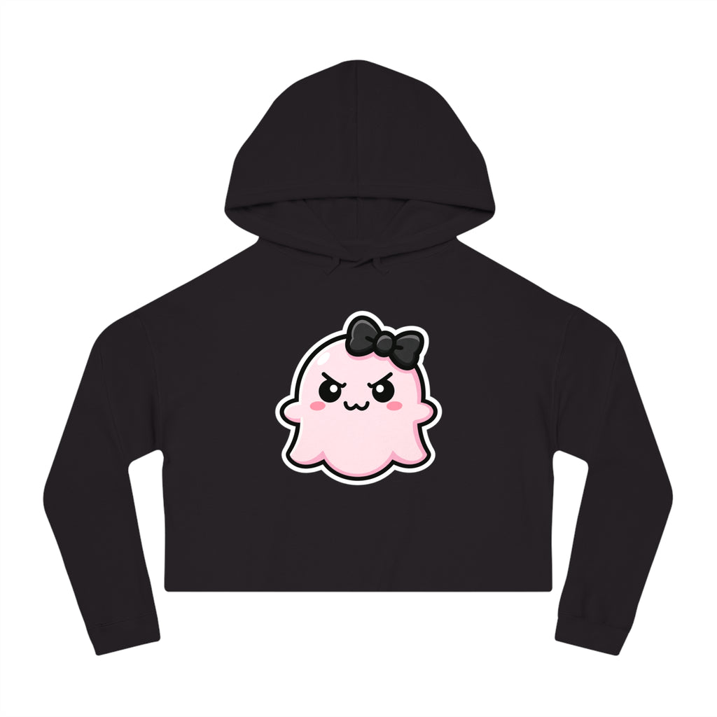 Cute Determined "Sabrina" Spookie Cropped Hoodie – Kawaii Bow Graphic Women’s Sweatshirt