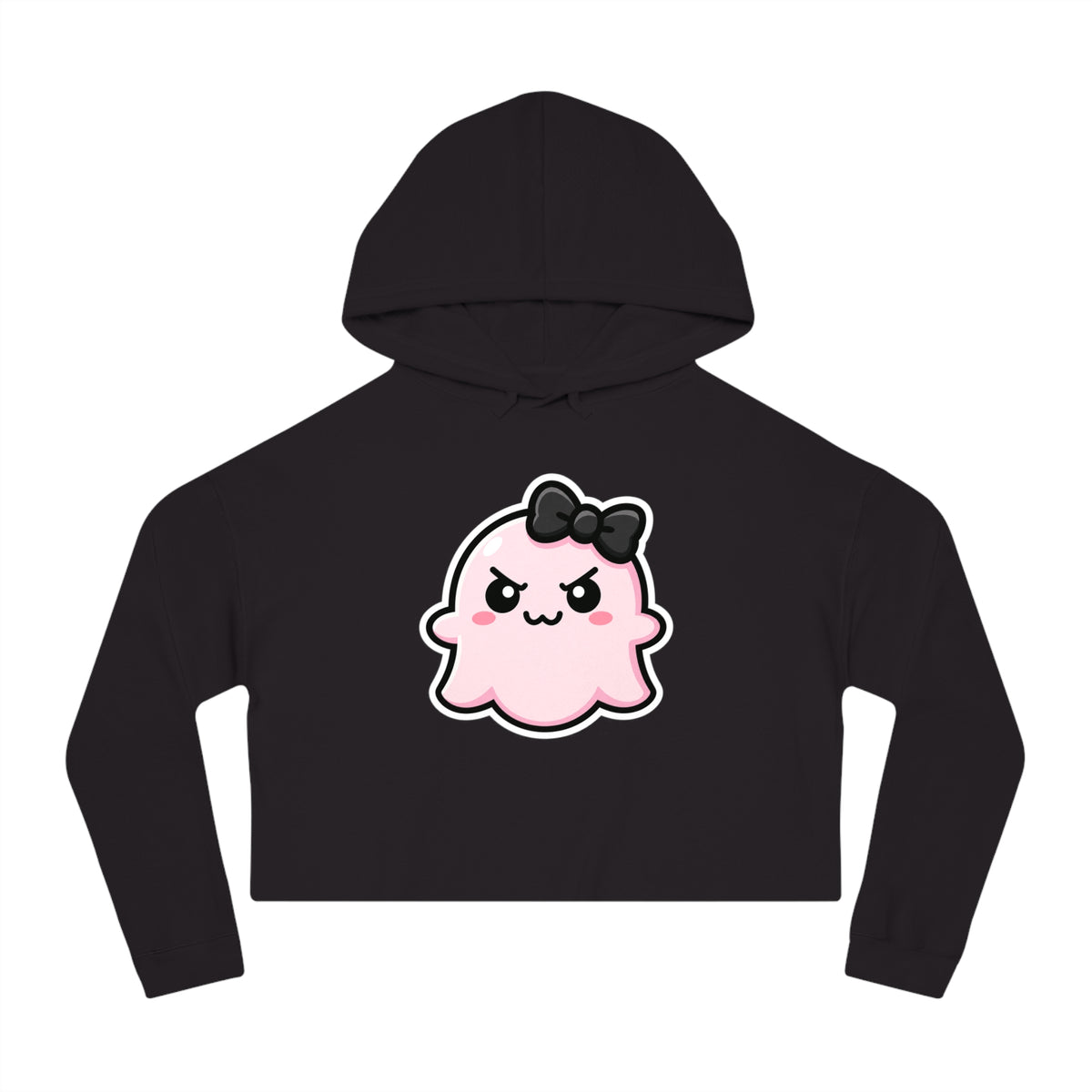 Cute Determined "Sabrina" Spookie Cropped Hoodie – Kawaii Bow Graphic Women’s Sweatshirt