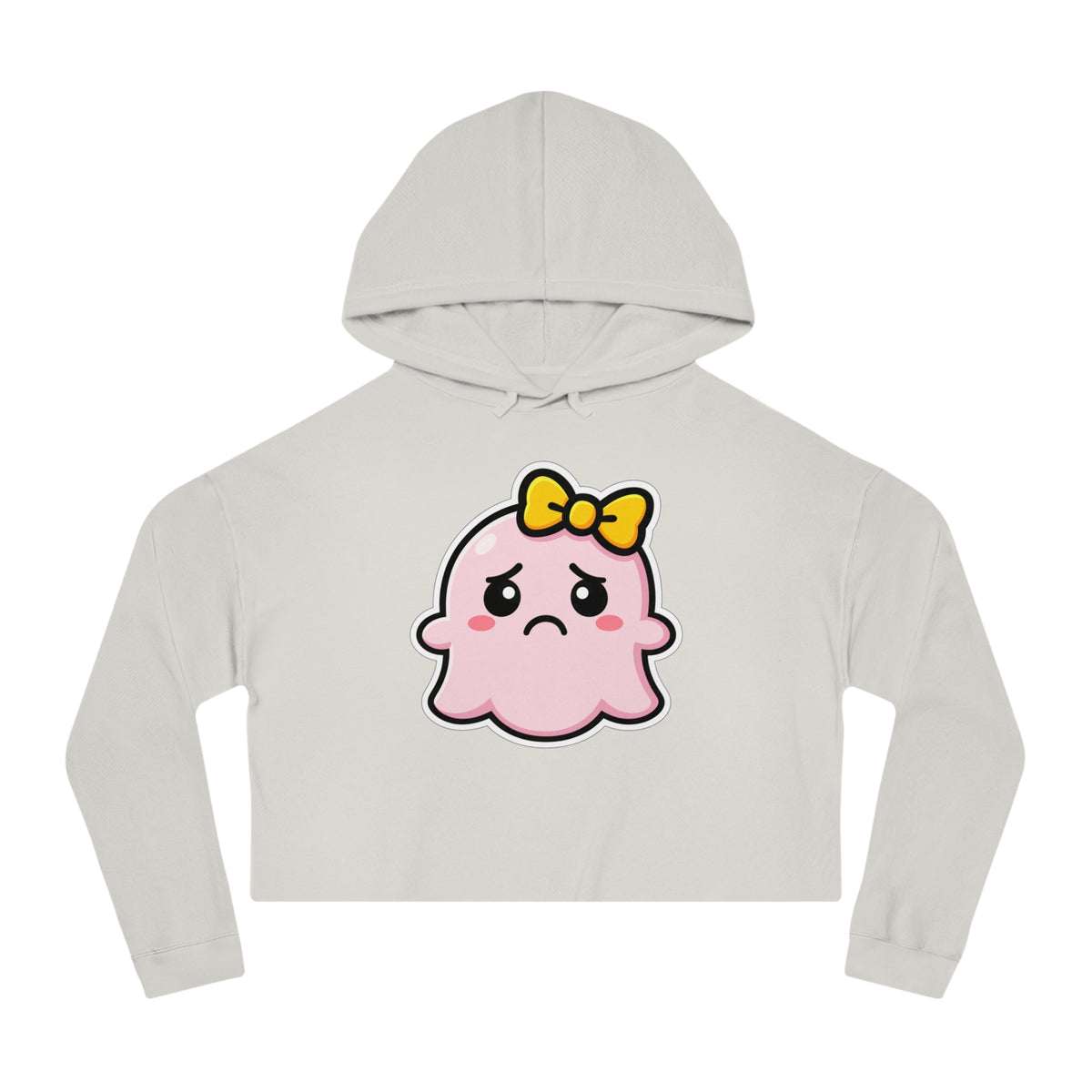 Sad "Daisy" Spookie Cropped Hoodie — Cute Kawaii Bow Graphic Sweatshirt for Women