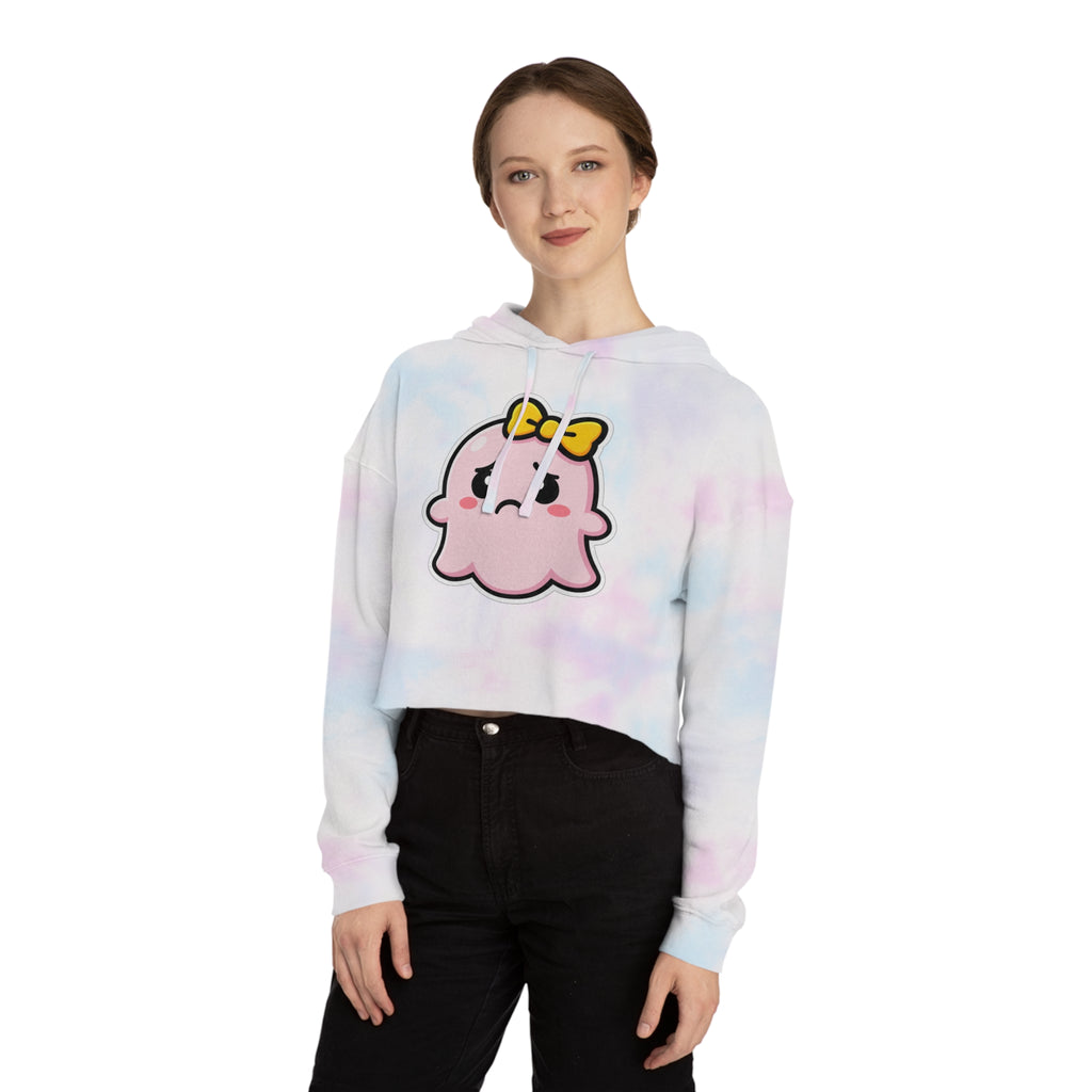 Sad "Daisy" Spookie Cropped Hoodie — Cute Kawaii Bow Graphic Sweatshirt for Women