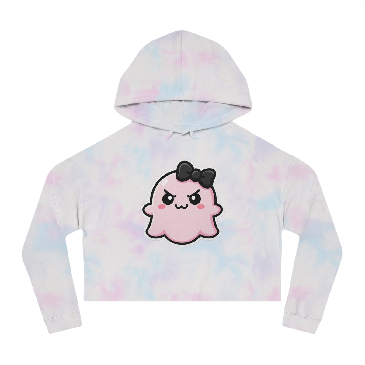 Cute Determined "Sabrina" Spookie Cropped Hoodie – Kawaii Bow Graphic Women’s Sweatshirt