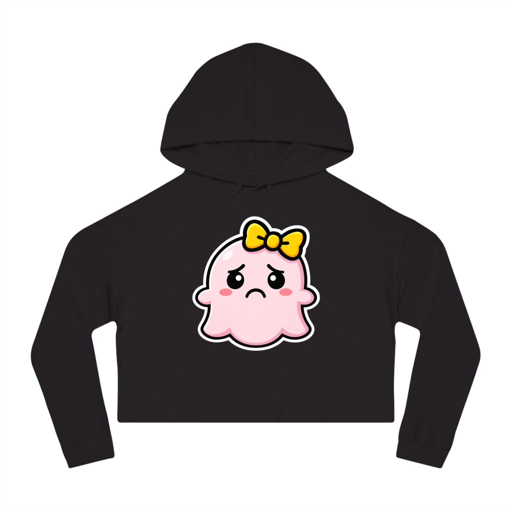 Sad "Daisy" Spookie Cropped Hoodie — Cute Kawaii Bow Graphic Sweatshirt for Women