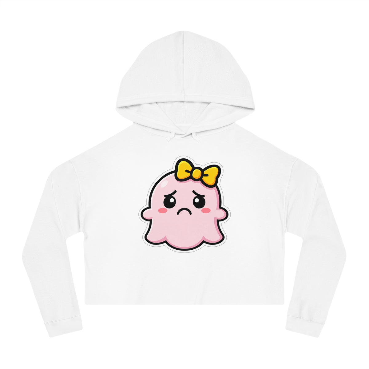 Sad "Daisy" Spookie Cropped Hoodie — Cute Kawaii Bow Graphic Sweatshirt for Women