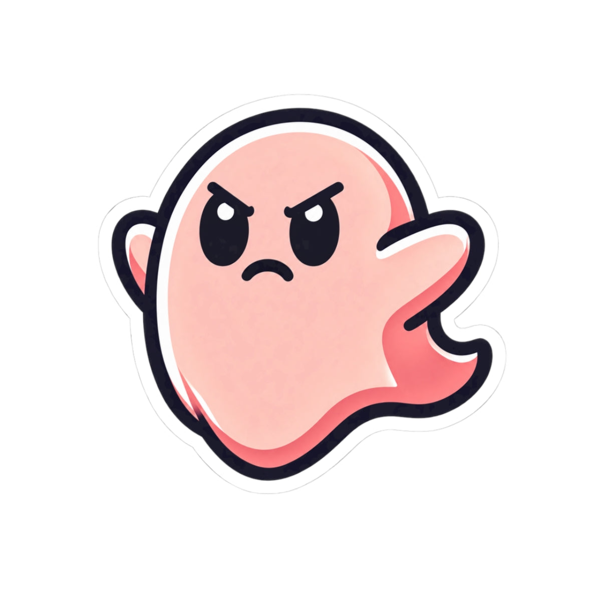"Susy Angry" Spookie Sticker — Kawaii Bow Ghost Kiss-Cut Decal