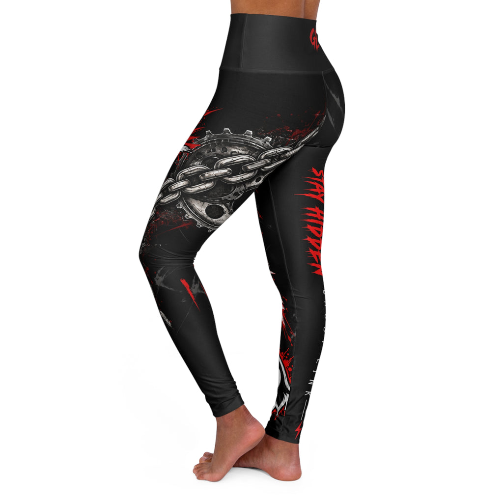 Ghost Link High-Waisted Yoga Leggings — 'Stay Hidden' Graphic Fitness Leggings