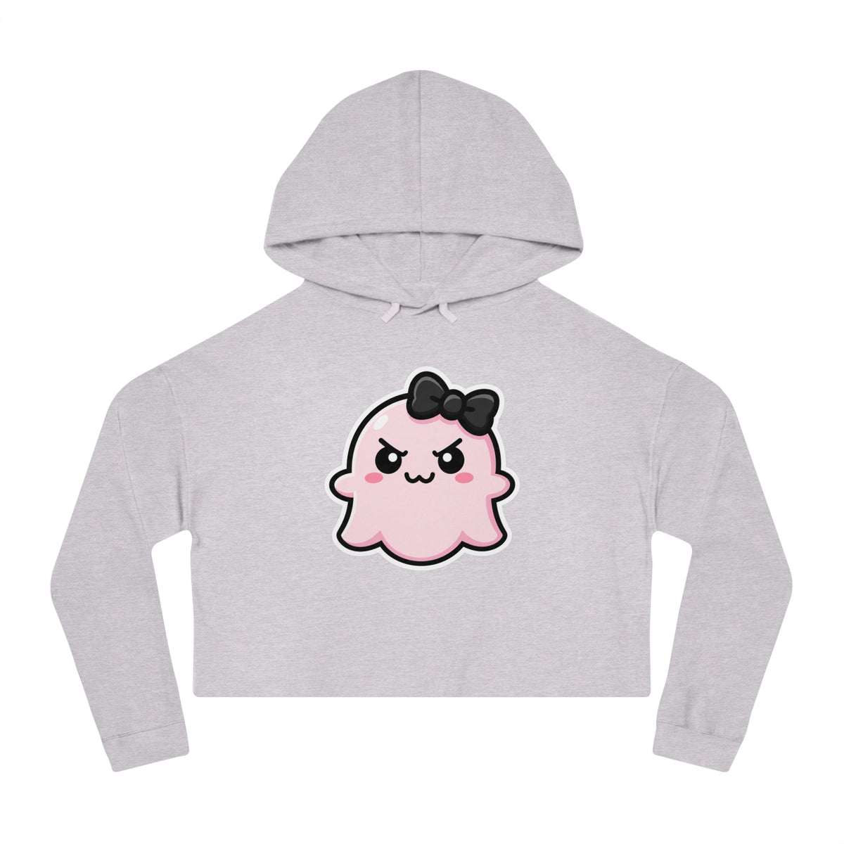 Cute Determined "Sabrina" Spookie Cropped Hoodie – Kawaii Bow Graphic Women’s Sweatshirt