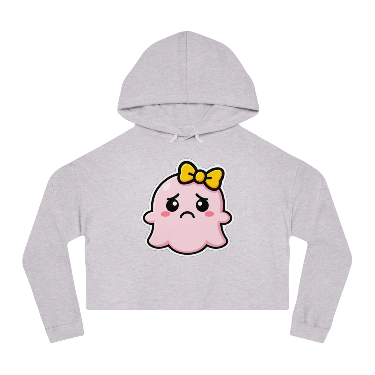 Sad "Daisy" Spookie Cropped Hoodie — Cute Kawaii Bow Graphic Sweatshirt for Women