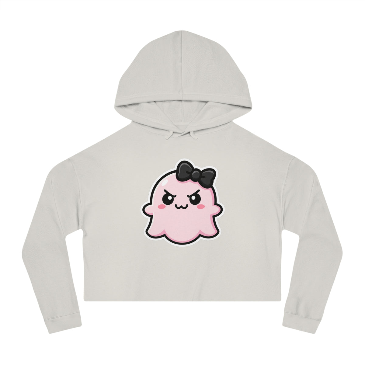 Cute Determined "Sabrina" Spookie Cropped Hoodie – Kawaii Bow Graphic Women’s Sweatshirt