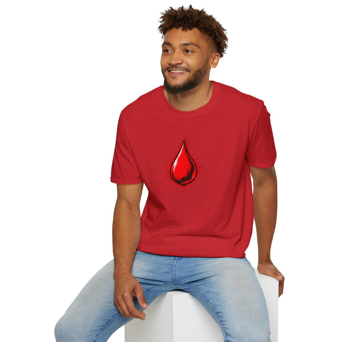 Ghostlink Blood Drop Graphic T-Shirt — Dripping Red Teardrop Design