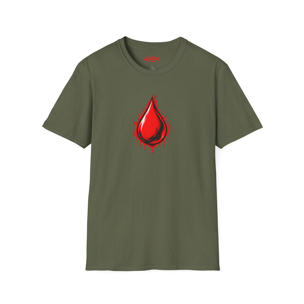 Ghostlink Blood Drop Graphic T-Shirt — Dripping Red Teardrop Design