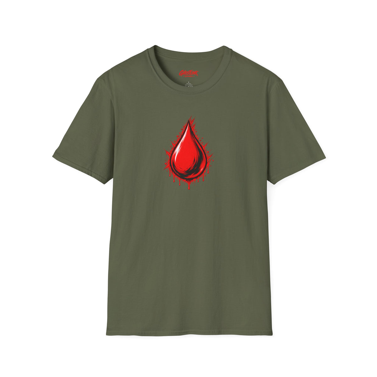 Ghostlink Blood Drop Graphic T-Shirt — Dripping Red Teardrop Design