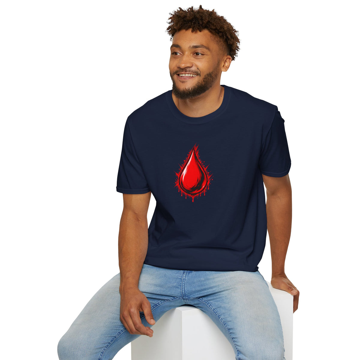 Ghostlink Blood Drop Graphic T-Shirt — Dripping Red Teardrop Design