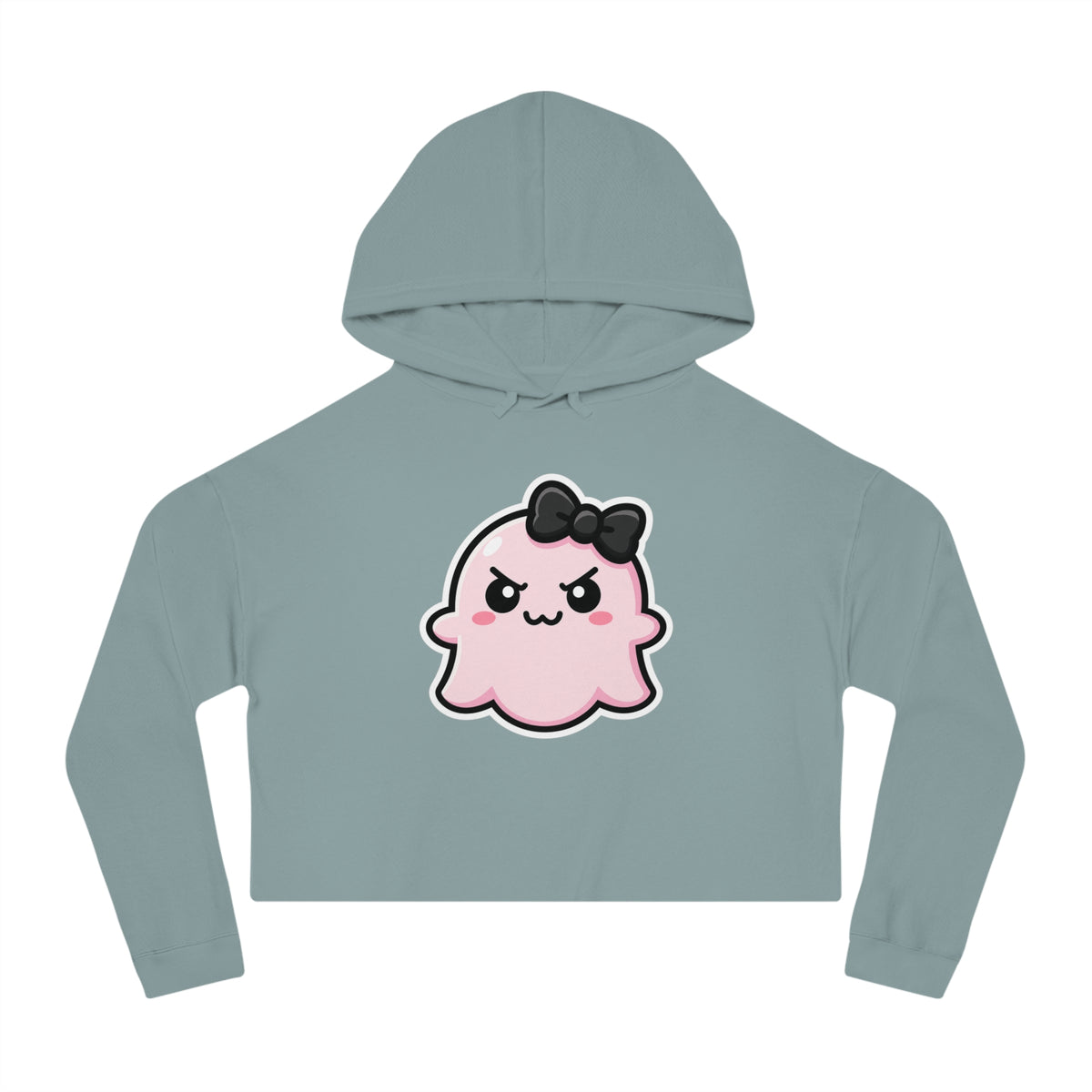 Cute Determined "Sabrina" Spookie Cropped Hoodie – Kawaii Bow Graphic Women’s Sweatshirt