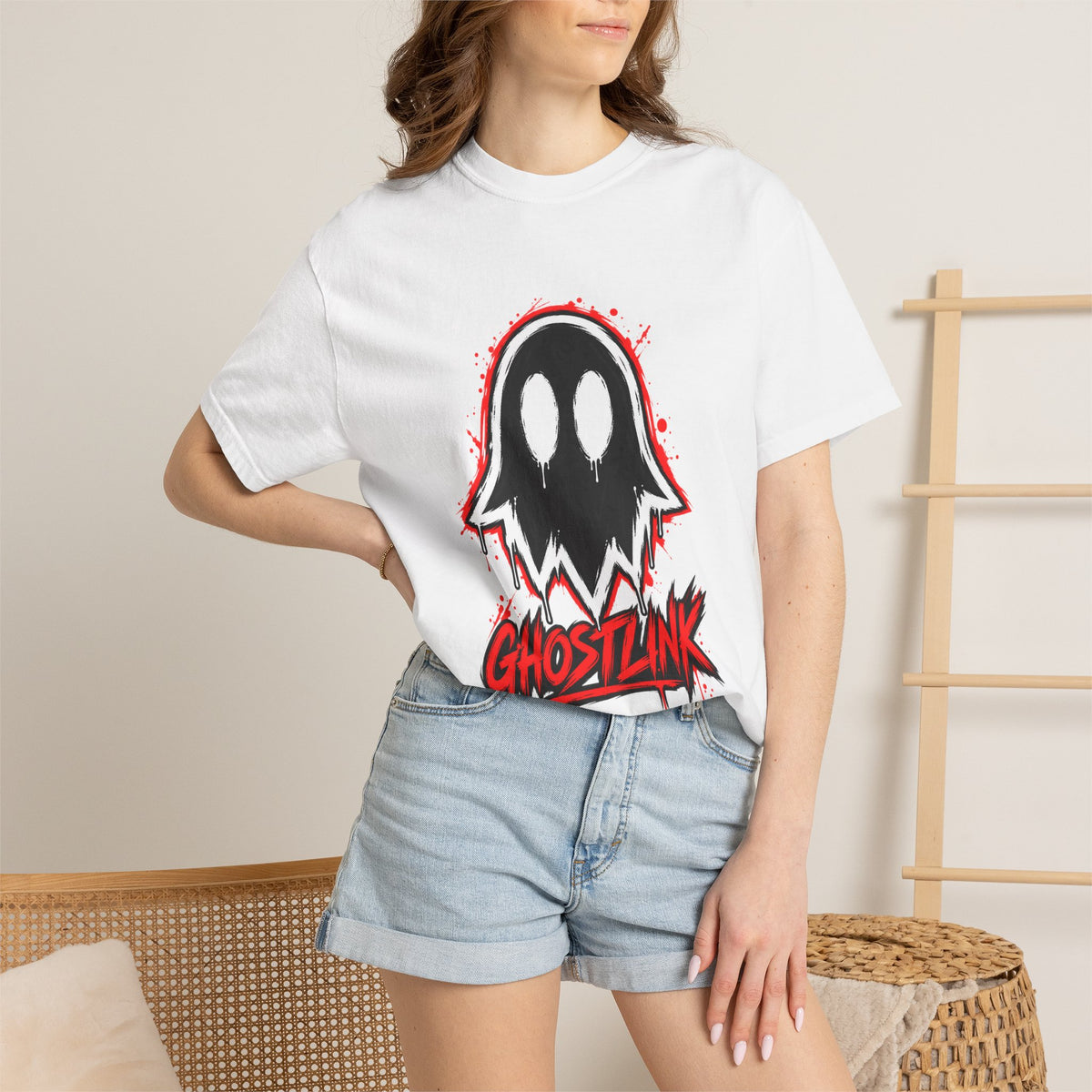 Ghostlink "Ghosty" Logo Garment-Dyed Tee — Heavyweight Streetwear T-Shirt
