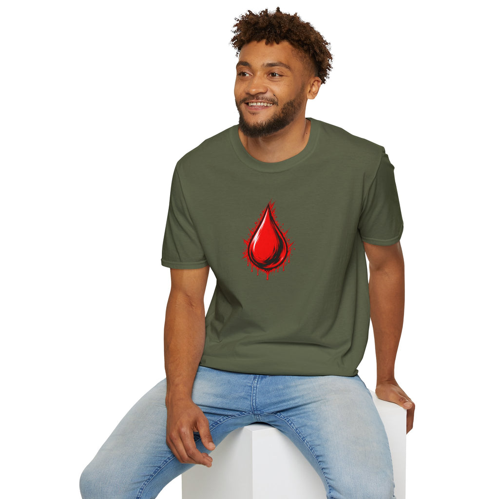 Ghostlink Blood Drop Graphic T-Shirt — Dripping Red Teardrop Design