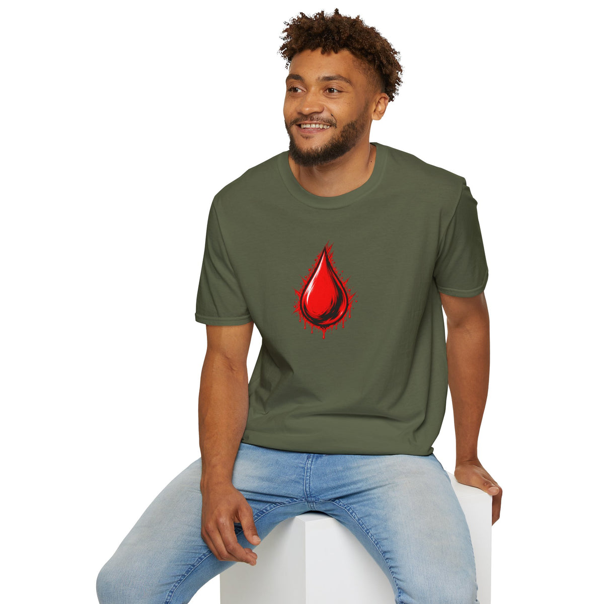 Ghostlink Blood Drop Graphic T-Shirt — Dripping Red Teardrop Design