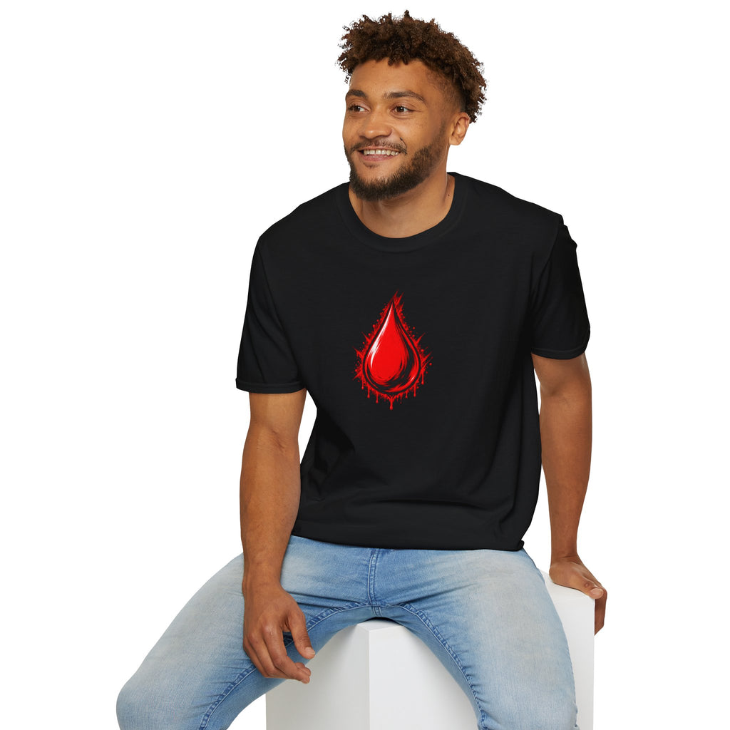 Ghostlink Blood Drop Graphic T-Shirt — Dripping Red Teardrop Design