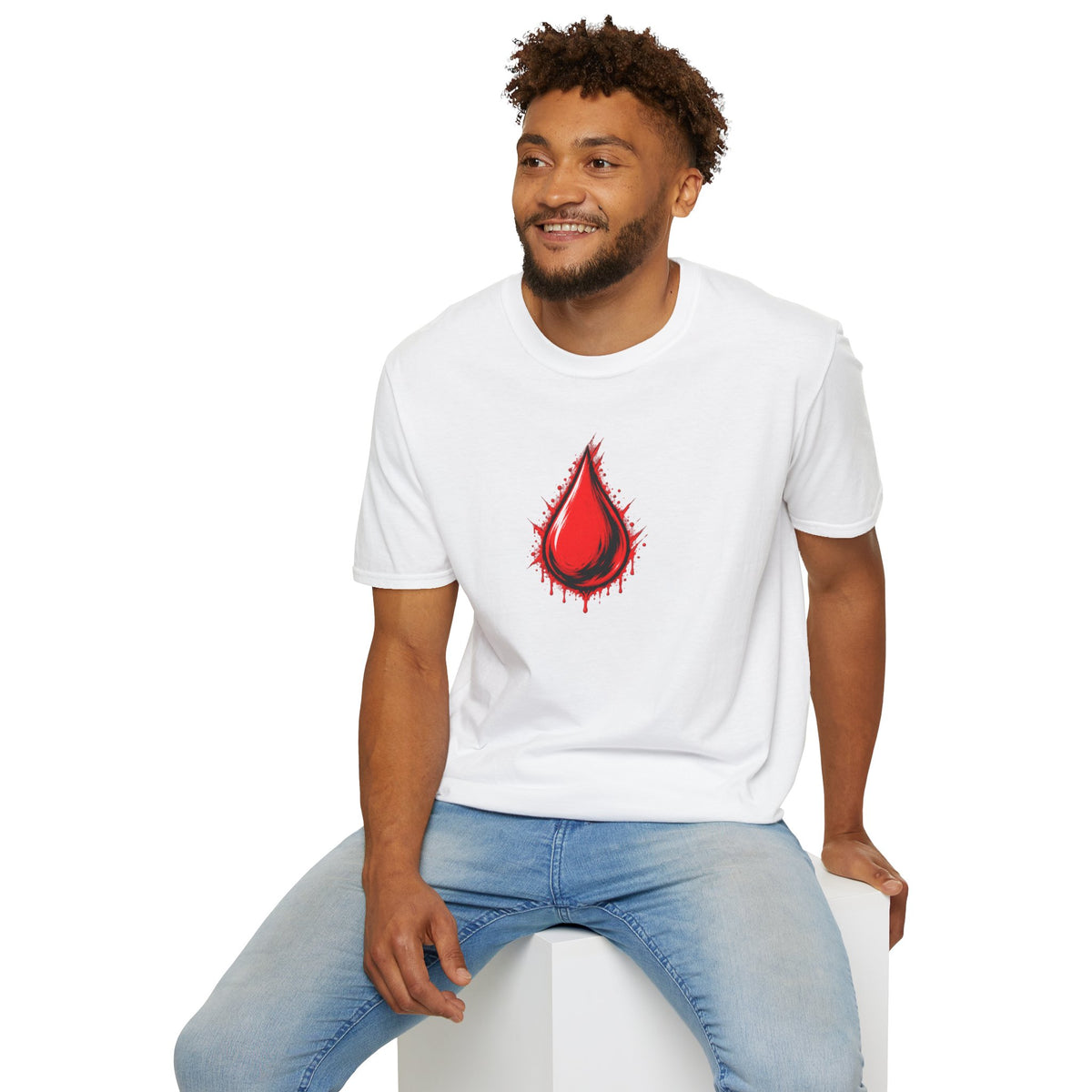 Ghostlink Blood Drop Graphic T-Shirt — Dripping Red Teardrop Design