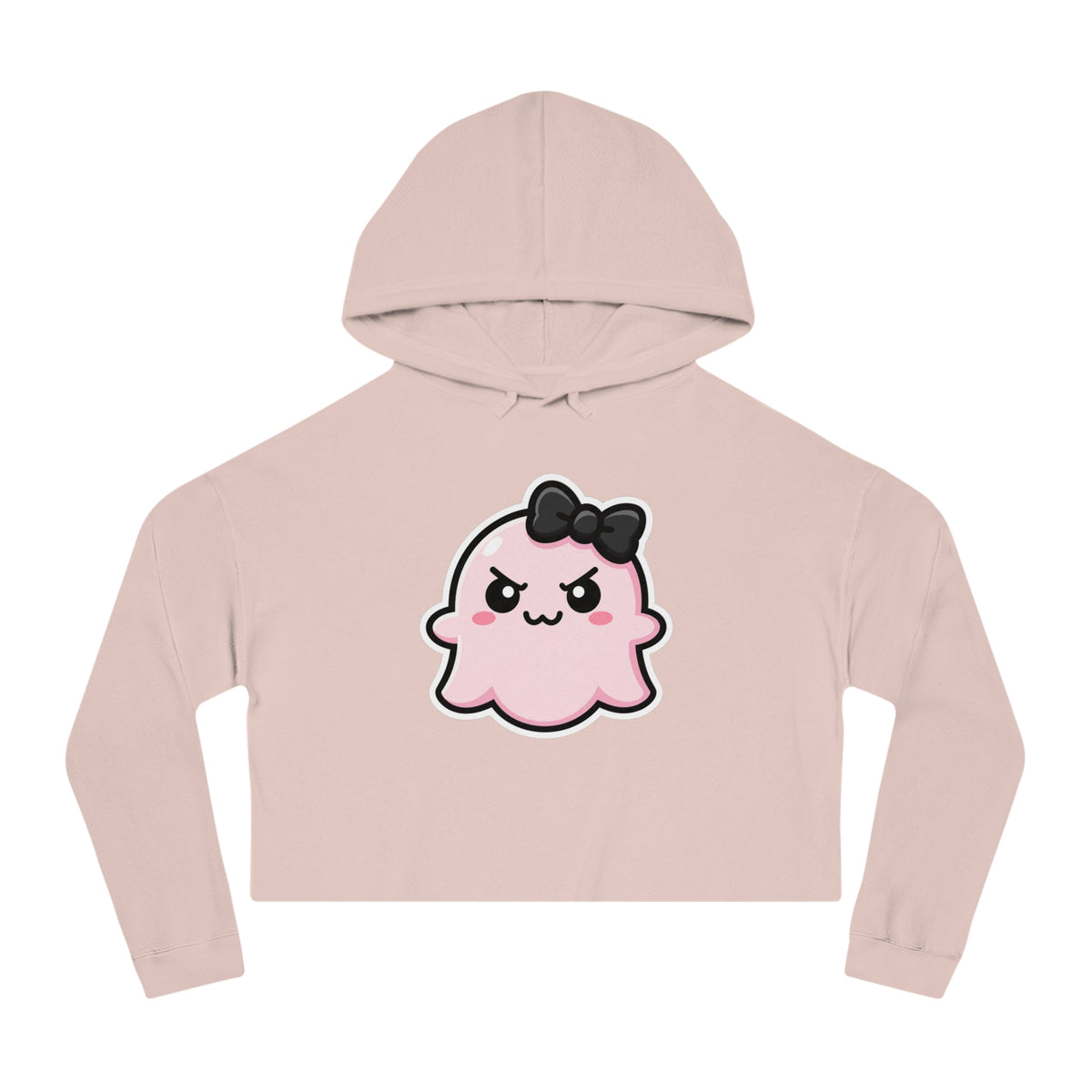 Cute Determined "Sabrina" Spookie Cropped Hoodie – Kawaii Bow Graphic Women’s Sweatshirt