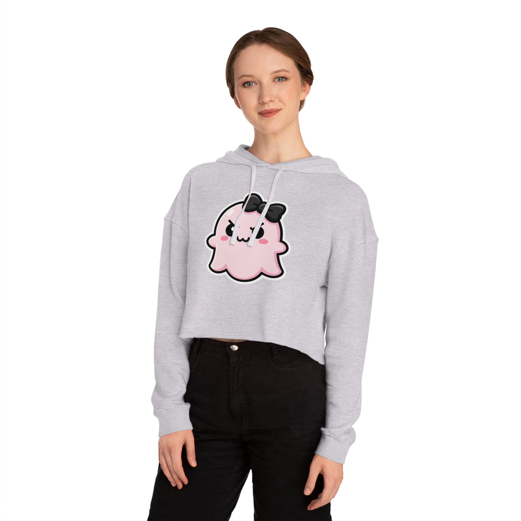 Cute Determined "Sabrina" Spookie Cropped Hoodie – Kawaii Bow Graphic Women’s Sweatshirt