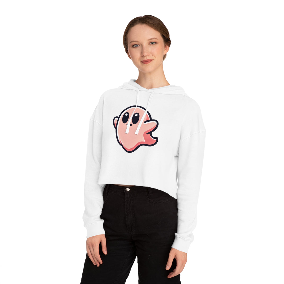 Susy "Midly Confused" Spookie Cropped Hoodie — Women’s Kawaii Ghost Hooded Sweatshirt