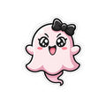 "Excited Sabrina" Spookie Sticker — Kawaii Bow Ghost Kiss-Cut Decal