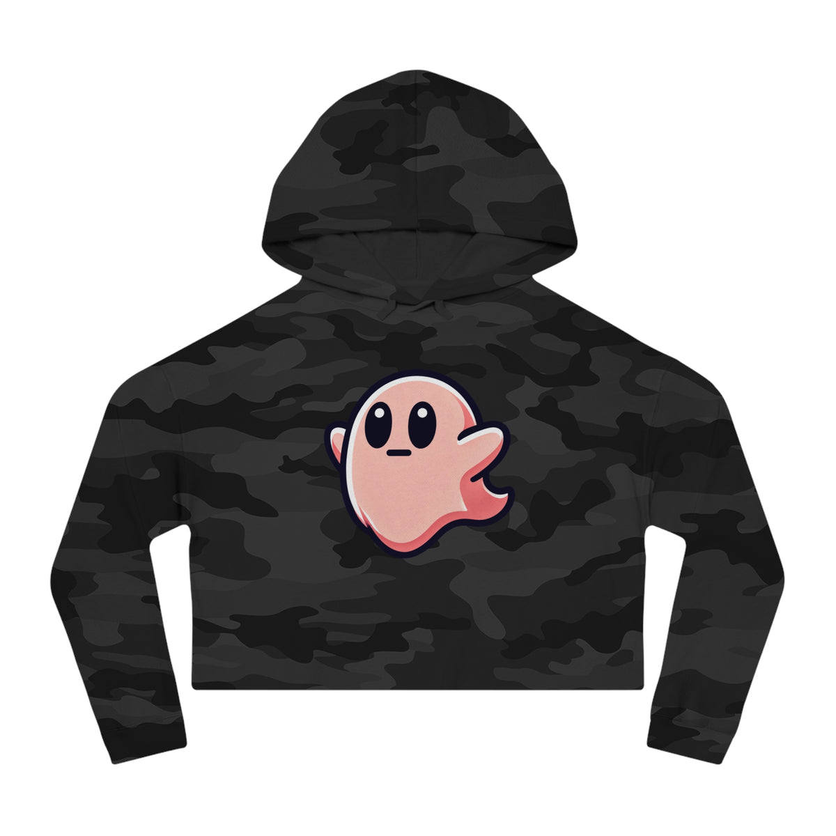 Susy "Midly Confused" Spookie Cropped Hoodie — Women’s Kawaii Ghost Hooded Sweatshirt